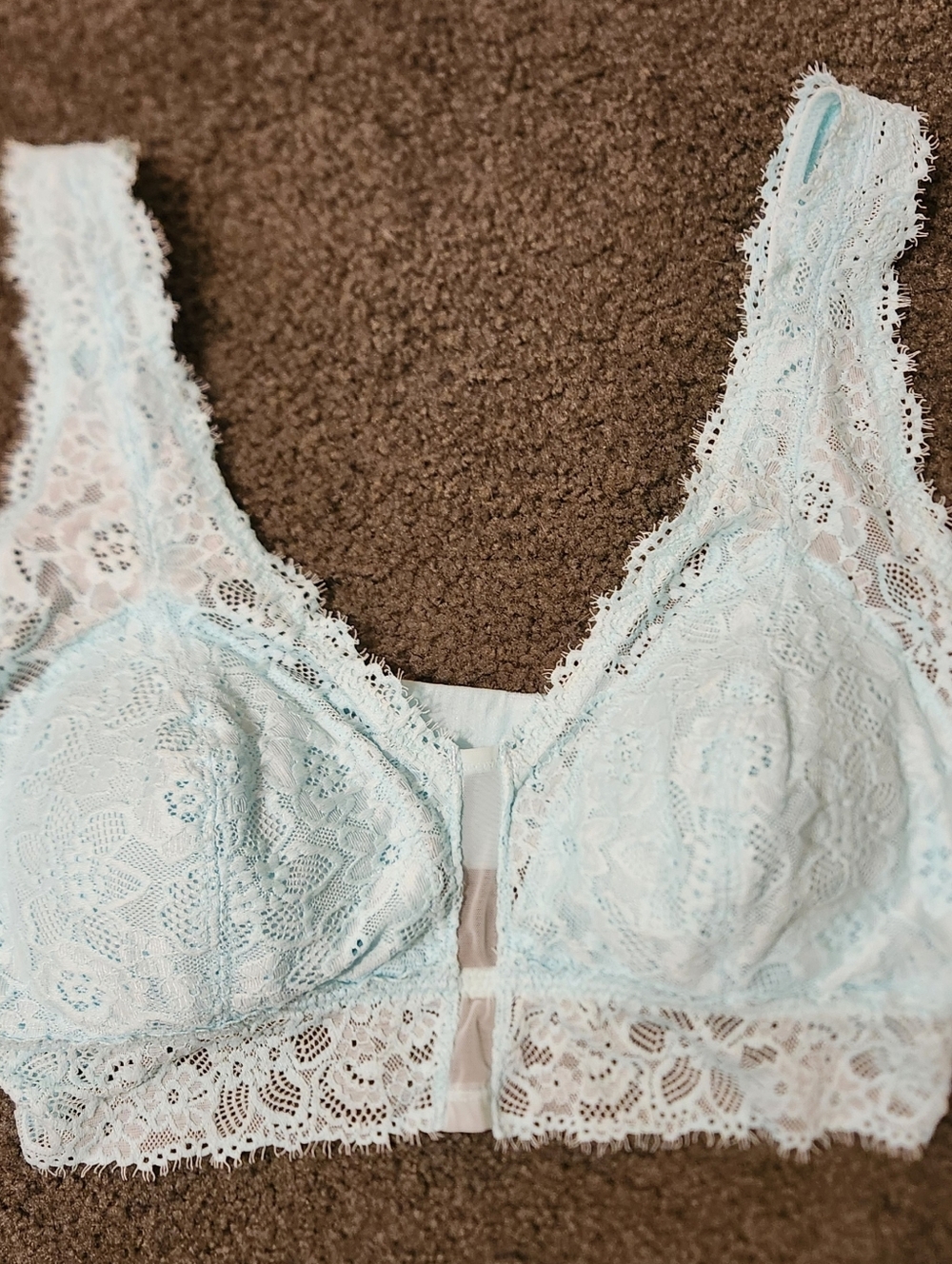 Aerie Full Coverage Lace Wireless Size Large Bralette Mint Green Adjustable